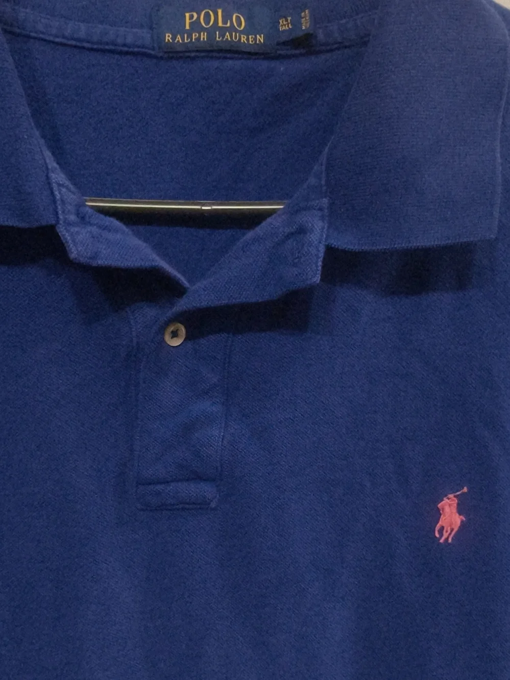 Polo by Ralph Lauren Blue Polo with Pink Pony Embroidery | Size XLT